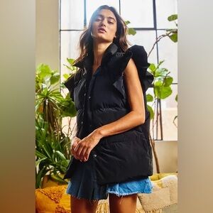 Reverse Black Ruffled Vest